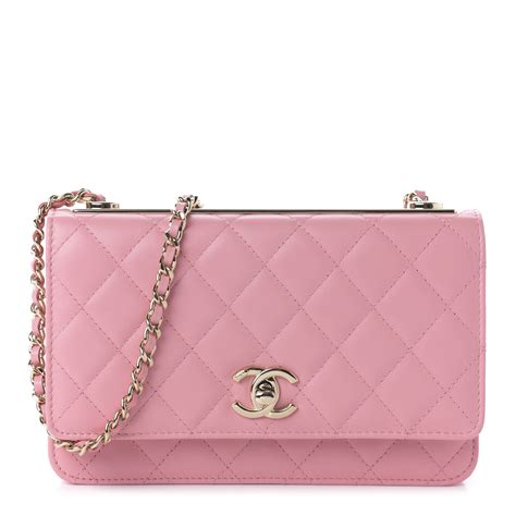 chanel wallet on a chain pink|chanel quilted wallet on chain.